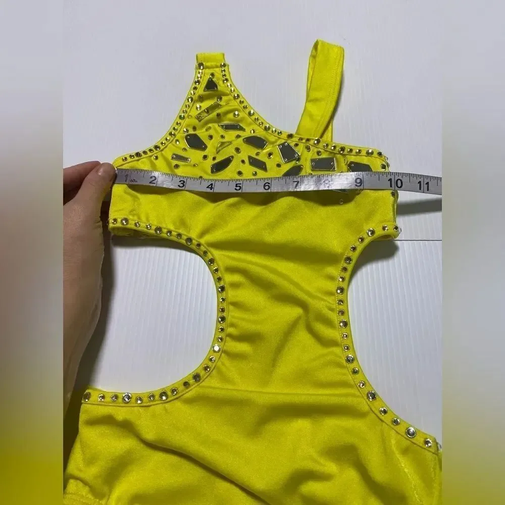 Custom Competition Solo Costume Neon Yellow Cutout Lyrical Contemporary MC